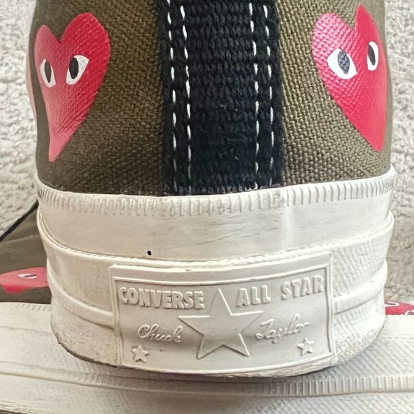 $320 Authentic COMME des GARCONS PLAY Converse Men's Green Hi Sneakers Sz.10 - Picture 10 of 12